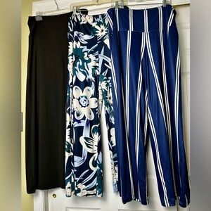 Three pair of Palazzo wide bottom lounge pants